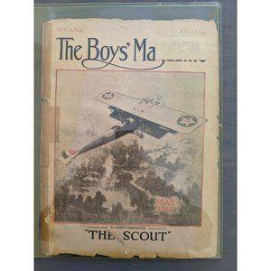 WWI The Boys' Magazine Cover Only -May 1918 " The Scout " Bi-plane